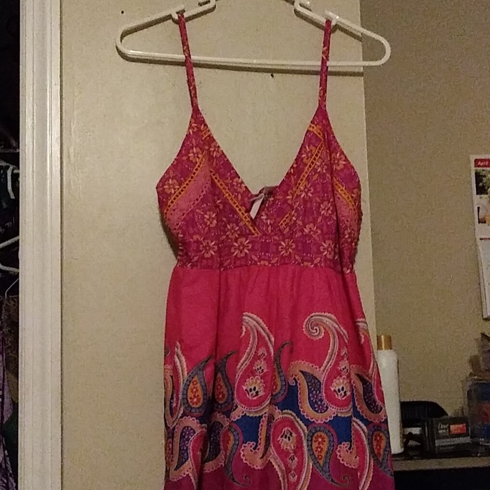 Sun Dress, Pink with Multiple Colors, Large